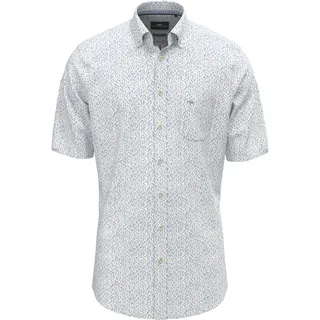 Kurzarmhemd FYNCH-HATTON, Herren, Gr. M, N-Gr, new breeze, Web, Obermaterial: 100% Baumwolle, bedruckt, regular fit normal, ohne Ausschnitt, gerader Abschluss, Hemden Kurzarmhemd, mit Logo Stickerei