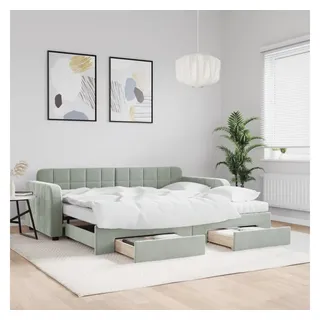 vidaXL Tagesbett Ausziehbar mit Schubladen Hellgrau 90x200 cm Samt