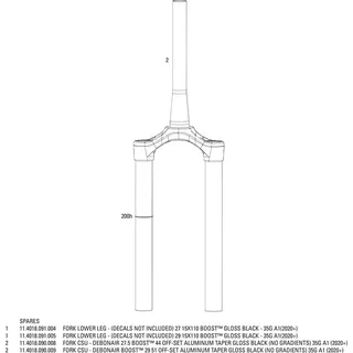 Rockshox 35 51 Offset Gabel Mit Kronen-/lenk-/oberrohr-baugruppe - Gloss Black - 29 ́ ́