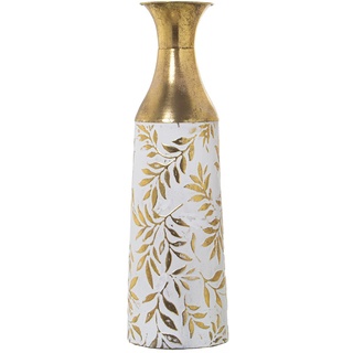 DRW Bodenvase aus Metall in Gold und Weiß, 17 x 54 cm