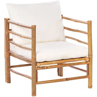 Beliani Gartenstuhl Holz Cremeweiß Cerreto , Weiß, Hellbraun , 63x80x68 cm , Gartenmöbel, Gartensessel, Gartenstühle
