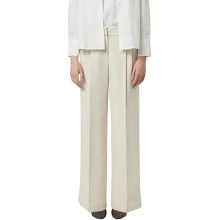 Stoffhose COMMA, Damen, Gr. 38, N-Gr, bone beige, Web, Obermaterial: 79% Polyester, 17% Viskose, 4% Elasthan, unifarben, lang, Hosen Stoffhose, mit geradem Bein und Bundfalten
