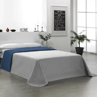 Martina Home Tagesdecke, wendbar, 100% Polyester, Grau, Blau, Bett 105 cm