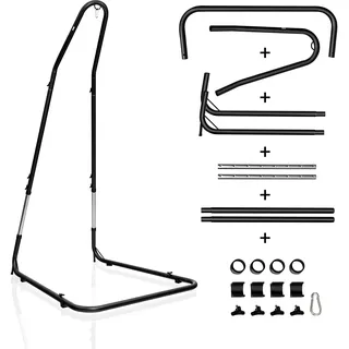 FANTASK Hängesessel, Hängesessel mit Metallrahmen, Höhenverstellbar & 150kg Belastbarkeit, Hängesesselständer mit Wetterfestem Design, Schwarz