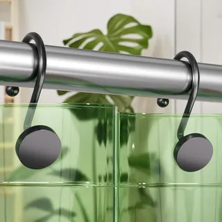 12Stück Metall runden Duschvorhang Haken,vorhangstangenhaken,Modern Dekorative Schwarze Duschvorhangringe Rostfrei und Stabil,mit Glatter Gleitfunktion für Duschvorhang Liner und Duschstangen(schwarz)
