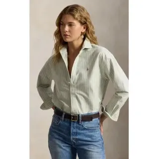 Polo Ralph Lauren für Damen. 211B21507001 Relaxed Fit Oxford-Hemd aus Baumwolle in Grün (M), Lässig, Langarm