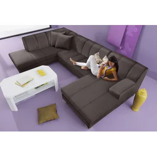 INOSIGN Wohnlandschaft »Anzio, modern und gemütlich, niedrige Armlehne, U-Form« wahlweise mit Bettfunktion, braun