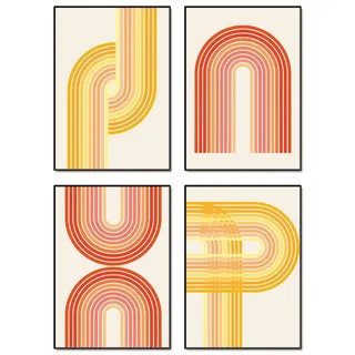 Wandbild OTTO HOME "Retro I bis IV", farbe bild(er): gelb, B:30cm H:40cm T:0,1cm, Papier, Bilder, Wandbild, als Poster oder Leinwandbilder Set