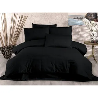 Nuit Des Rêves Premium Single XL Quilt Cover Set, Black, 155 x 200 cm Duvet & 80 x 80 cm Pillowcase | 80% Cotton, 20% Polyester, 229 Thread Count | Machine Washable at 30°C