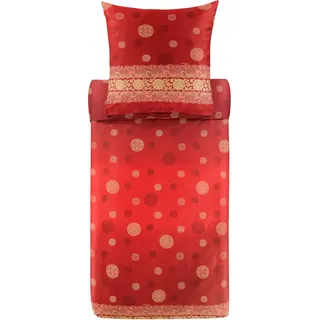 BASSETTI PALLAVICINO Bettwäsche + 1 Kissenhülle aus 100% Baumwollsatin in der Farbe Rot R1, Maße: 155x220 + 1 K 80x80 cm - 9329918
