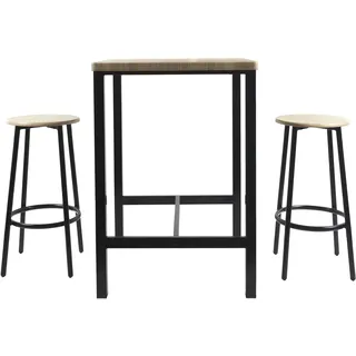 HOME DECO FACTORY Stehtisch und 2 Hocker Loka, Braun/Schwarz, 60x86x60