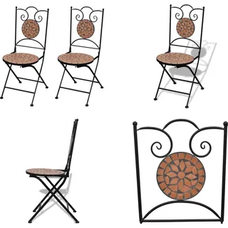 vidaXL Bistrostühle 2 Stk. Klappbar Keramik Terrakotta - Gartenstuhl - Gartenstühle - Outdoor-Stuhl - Outdoor-Stühle - Braun