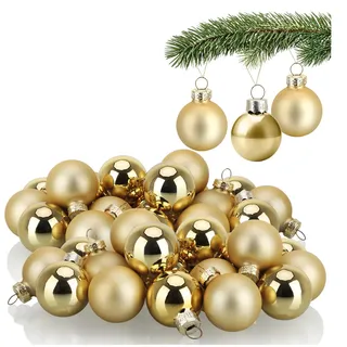 COM-FOUR® 40x Mini-Christbaumkugeln aus Glas - kleine Weihnachtskugeln für die Weihnachtsdekoration - Baumschmuck für den Weihnachtsbaum - Ø 3 cm