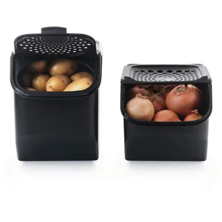 TUPPERWARE Aufbewahrungssystem »Tupperware, PotatoSmart 8,3 l + OnionSmart 5,5 l« Set, 2 Stk. tlg. die perfekte Lösung für die Lagerung Ihrer Lebensmittel, schwarz