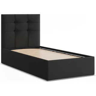 Gepolstertes Bett mit Kopfteil 90x200 cm, Schwarz - Schwarz