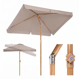 Sekey Balkonschirm Rechteckig Holzoptik 200×125 cm, Verstellbare Höhe & Neigung, UPF 50+ Sonnenschutz - Taupe