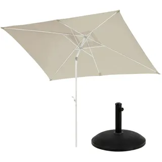Svita Sonnenschirm Set mit Ständer Beige , Textil , Rechteckig , 200x300 cm , Sonnenschutz, Sonnenschirme