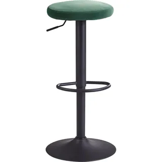 Manahee Design | Barhocker Samt Grün | Ohne Lehne | 58-79 cm | Polyester Stoff & Metall - Grün, Schwarz