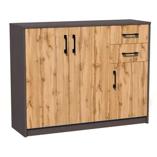 home collective Kommode 110 x 85 x 35 cm Graphit-Eiche