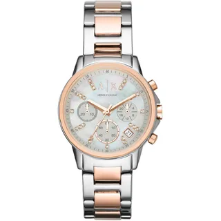 Armani Exchange Chronograph Zweifarbiges Roségold und Silber für Damenuhr AX4331