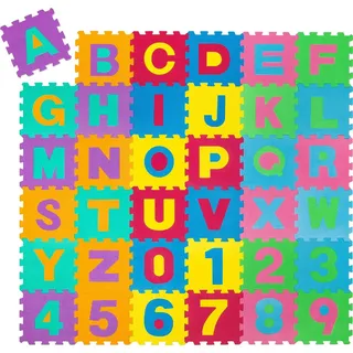 tectake Puzzlematte , Gesamtfläche: 3,6 m2, jedes Teil 31,5 x 31,5 x 1 cm, bunt , Multicolor , Kunststoff , Quadratisch , 31.5x31.5 cm , Teppiche und Böden, Teppiche, Kinderteppiche