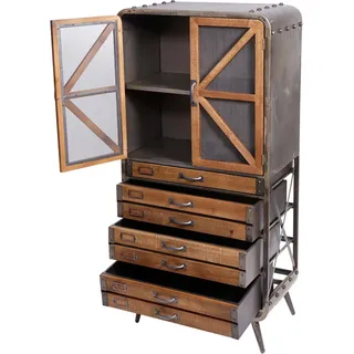 MCW Hochschrank F91 Industrial Tanne Holz Metall 128x60x33cm