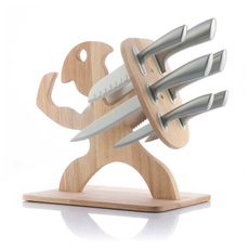 InnovaGoods® Holzmesser-Set Spartan, 7-teilig, schneidet Lebensmittel präzise und sicher, hochwertiges Messerset, Holzständer und elegantes Design, ideal für Zuhause.