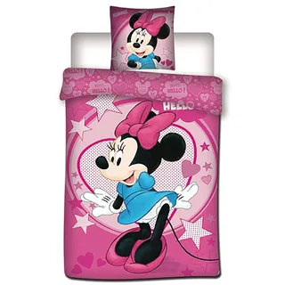 COFI Minnie Sweetheart Bettwäsche 140×200cm, 63×63 cm Mikrofaser, New Pink, 140 x 200