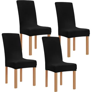 Obstal Stuhlhussen aus weißem Spandex, für Esszimmer, Wohnzimmer, universell dehnbar, für Hochzeit, Bankett und Partys, 10 Stück, 4pcs Dining-Black, 4 Stück