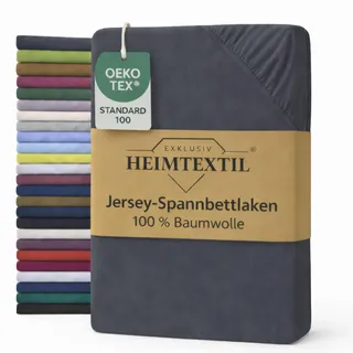 EXKLUSIV HEIMTEXTIL Jersey Spannbettlaken Premium 60 x 120-70 x 140 cm Anthrazit 100% Baumwolle Öko - Tex Zertifiziert Bed-Sheet Bettlaken Spannbetttuch Topper Leinentuch