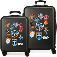 Star Wars Badges Kofferset schwarz 55/68 cm Hartschale ABS seitlicher Zahlenschloss 104 6 kg 4 Doppelrollen Handgepäckträger