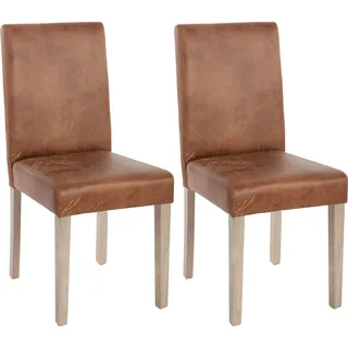2er-Set Esszimmerstuhl Littau, Stuhl Küchenstuhl Textil, WildKunstleder, Beine Struktur - Eiche - Braun
