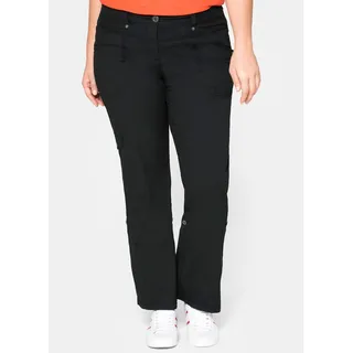 Cargohose SHEEGO, Damen, Gr. 100, Langgrößen, schwarz, 97% Baumwolle, 3% Elasthan, unifarben, Hosen Cargohose