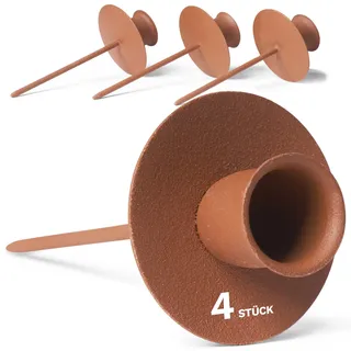 Novaliv 4er-Set Kerzenteller Adventskranz Kerzenpin ROST Kerzenständer für Stabkerzen Kerzenpick Kerzenhalter für Kränze Kerzentülle Metall Kerzenständer Kerzenpin Adventskranzkerzenhalter Tischdeko