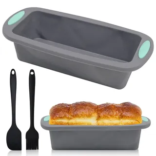 Griwuut Brotbackform Silikon, 1 Bürste + 1 Spachtel Set Brotbackformen, Kastenbackform Backformentoast backform Kastenform Brot für Kuchen & Brote