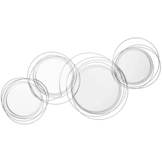 Homcom 4Er Set Spiegel für Wanddekoration, Wanddekoration mit 4 runden Spiegeln Metall , Silberfarben , 4x56x107 cm , Bilder & Rahmen, Wanddeko
