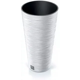 Weißer Blumentopf, mit Behälter, Kollektion FURU, 25 x 25 x 48 cm, Fassungsvermögen 7,5 L.