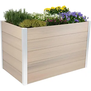 dobar® XL WPC-Hochbeet für den Garten als Bausatz - Erhöhtes Beet in Holzoptik ideal für Chili und Gemüse - 115 x 70 x 75 cm - Silbergrau