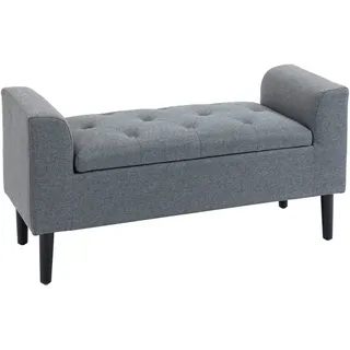 Homcom Sitzbank mit Stauraum, Polsterbank mit Leinenoptik, Holzbeine, Bettbank belastbar bis 130 kg, für Wohnzimmer Schlafzimmer Flur, 116 x 44 x 58 cm Hellgrau