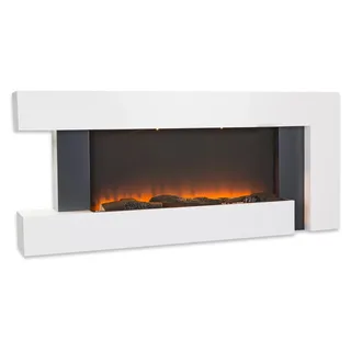 Klarstein Deko Kamin mit LED-Flammen, Elektro Kamin mit Heizung, 2000W Elektrischer Kamin, Sparsamer Kamin Elektrisch, Wandkamin mit Fernbedienung & Timer, Elektrische Kamine mit MDF-Gehäuse - Weiß