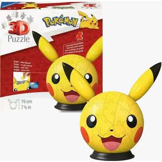 Ravensburger 3D Puzzle 12008076 - Puzzle-Ball Pikachu - Puzzleball mit ansteckbaren Ohren - für kleine und große Pokémon Fans ab 6 Jahren
