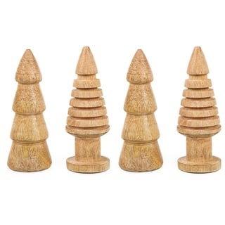 Logbuch-Verlag 4 Holz Bäume Weihnachtsbaum Figur Weihnachtsdekoration braun Natur Holzdeko Weihnachten 15 cm