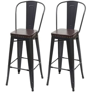 Mendler 2er-Set Barhocker HWC-H10c, Barstuhl Küchenhocker, Metall Kunstleder Chesterfield Industrial Gastron