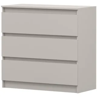 Kommode SOLO 3S II, Schlafzimmer, Sideboard Anrichte 90 cm Kaschmir/Kaschmir, drei Schubladen, grifflos - Creme