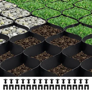 Vevor Kiesgitter, 50 mm Tiefe, Rasengitter 8200x1200 mm, Kieswabe, Wabengitter HDPE, durchlässige Geogitter zur Einfahrtsstabilisierung, für Garten, Terrasse, Gehweg, Wohnmobilparkplätze