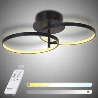 JANREAY LED Deckenleuchte dimmbar mit 2 Ringe Design moderne Deckenlampe, einstellbare Farbtemperatur, Beleuchtungskörper für Wohnzimmer, Esszimmer, Küche, Weiß