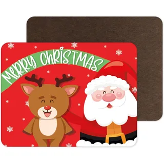 Lustige Neuheit Weihnachten Tischsets | Platzset Essen Tischset Geschirr | Rentier und Weihnachtsmann | Lustiges Witz-Tischzubehör | PM5