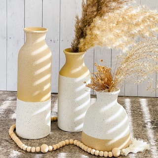 Moderne Bauernhausvasen (3er-Set) – Boho-Vasen für Pampasgras, Eukalyptus, trockene Blumen und Pflanzen | Regaldekoration, Kamindekoration, Tischdekoration