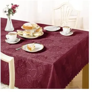 Emma Barclay Damast Rose Tischdecke, rund, 160 cm, Weinrot