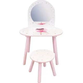 Schminktisch mit Hocker – Ballerina – Fun House – H 48 x B 60 x T 40 / H 27 x B 28 x T 28 cm - Rosa